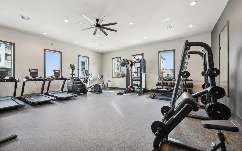 a room with exercise equipment